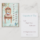 ピンクカップケーキ&バラ名刺 名刺 (正面/裏面)