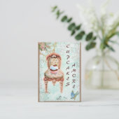 ピンクカップケーキ&バラ名刺 名刺 (スタンド正面)