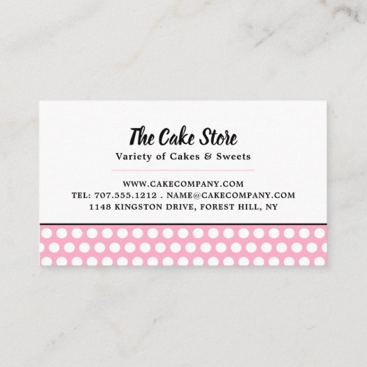 ピンクカップケーキ&水玉模様，ケーキメーカー，ケーキストア 名刺 (裏面)