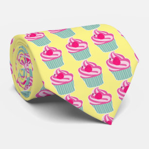 ピンクカップケーキWIth水玉模様さくらんぼ ネクタイ