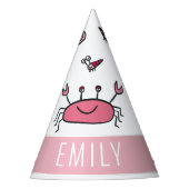 ピンクカニシーアニマルガールネーム誕生日 パーティーハット (正面)