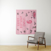 ピンクカニ海獣シェルガールフォト誕生日 タペストリー (インサイチュ)