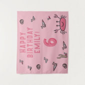 ピンクカニ海獣シェルガールフォト誕生日 タペストリー (正面)