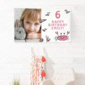 ピンクカニ海獣シェルガールフォト誕生日 横断幕 (インサイチュ)