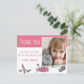 ピンクカニ海獣フォト誕生日ありがとう ポストカード (スタンド正面)