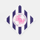 ピンクカニ航海の誕生日パーティー スタンダードランチョンナプキン (角)