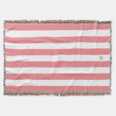 ピンクカバナストライプ&グパーソナライズされたリーンモノグラム スローブランケット (正面)