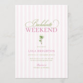 ピンクカバナストライプ パームビーチ バチェロレッテパーティー 招待状 (正面)