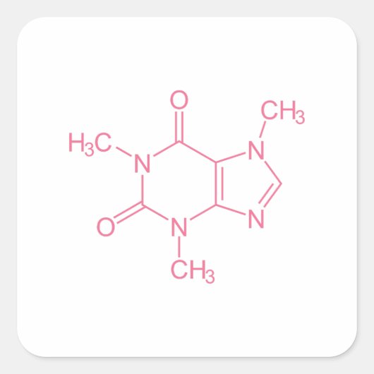 ピンクカフェイン分子 スクエアシール (正面)