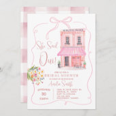 ピンクカフェパリエッフェルタワーブライダルシャワー 招待状 (正面/裏面)