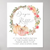 ピンクカボチャおむつラッフルベビーガールシャワー ポスター (正面)