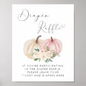 ピンクカボチャおむつラッフルベビーガールシャワー ポスター (正面)