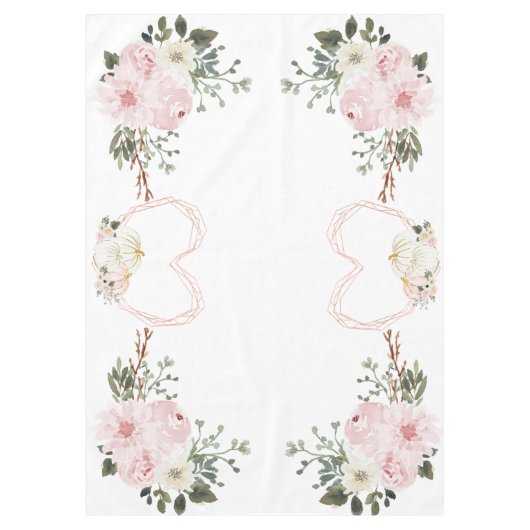 ピンクカボチャとハート水彩感謝祭 テーブルクロス (正面)