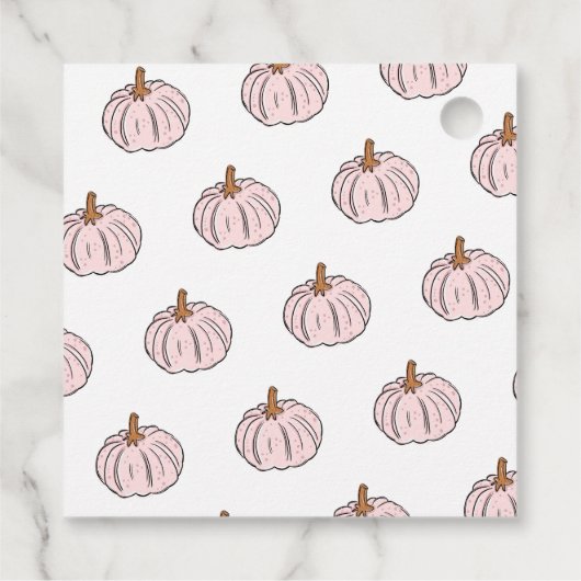 ピンクカボチャとリス赤ちゃん女の子の赤ちゃんシャワー フェイバータグ (裏面)