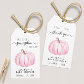 ピンクカボチャの水色ベビーガールシャワーありがとう ギフトタグ