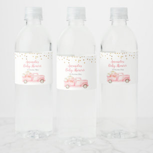 ピンクカボチャトラックの水瓶ラベル ペットボトルラベル