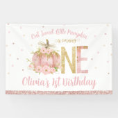 ピンクカボチャバラ金ゴールド1st誕生日1背景 横断幕 (横)