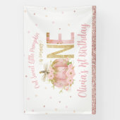 ピンクカボチャバラ金ゴールド1st誕生日1背景 横断幕 (縦)