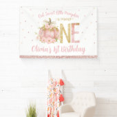 ピンクカボチャバラ金ゴールド1st誕生日1背景 横断幕 (インサイチュ)