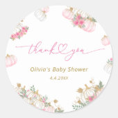 ピンクカボチャフローラありがとう ラウンドシール (正面)