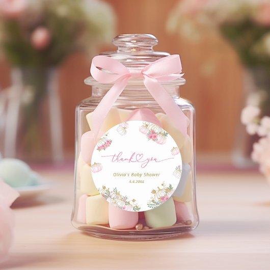 ピンクカボチャフローラありがとう ラウンドシール