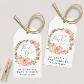 ピンクカボチャフローラガールベビーシャワーありがとう ギフトタグ