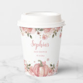 ピンクカボチャフローラガールベビーシャワー紙カップ 紙コップ (正面)