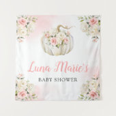 ピンクカボチャフローラガールベビーシャワー背景 タペストリー (正面)