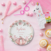 ピンクカボチャフローラガールベビーシャワー ペーパープレート (パーティー)