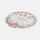 ピンクカボチャフローラガールベビーシャワー ペーパープレート (アングル)