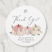 ピンクカボチャフローラベビーガールシャワーサンキュー フェイバータグ (正面)