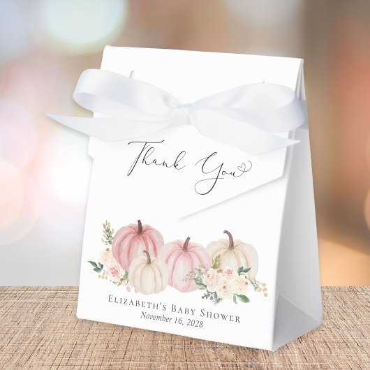 ピンクカボチャフローラベビーガールシャワーサンキュー フェイバーボックス