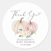 ピンクカボチャフローラベビーガールシャワーサンキュー ラウンドシール (正面)
