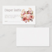 ピンクカボチャフローラベビーシャワーおむつラッフル エンクロージャーカード (正面/裏面)