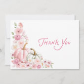 ピンクカボチャフローラベビーシャワーサンキューカード サンキューカード (正面)