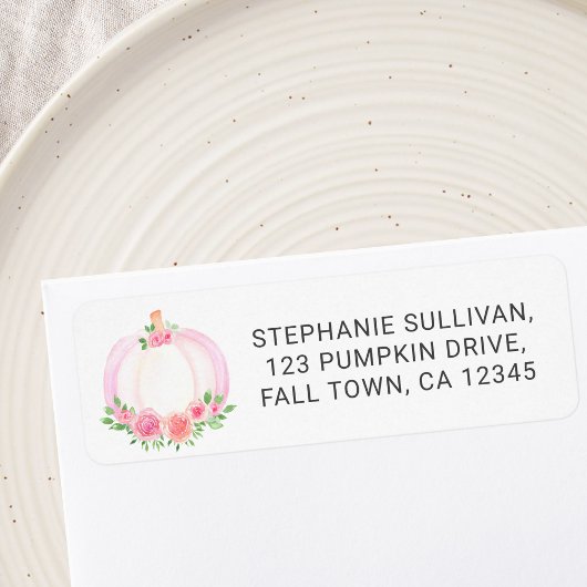 ピンクカボチャフローラベビーシャワー差出人住所 ラベル