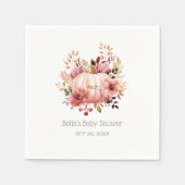 ピンクカボチャフローラ赤ちゃんシャワー スタンダードカクテルナプキン (正面)
