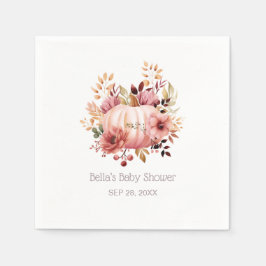 ピンクカボチャフローラ赤ちゃんシャワー スタンダードカクテルナプキン