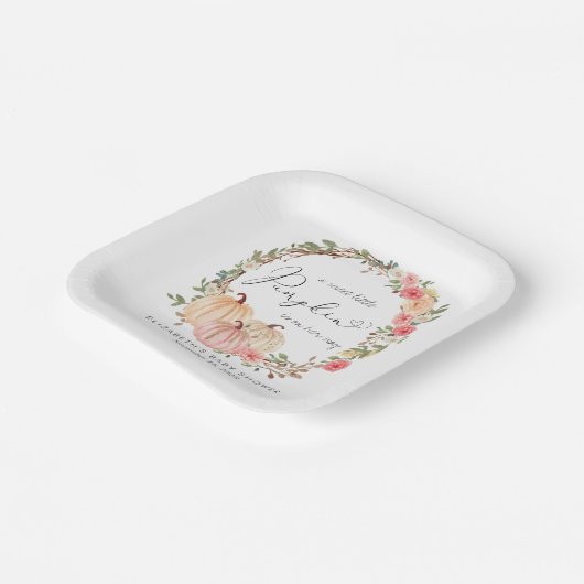 ピンクカボチャフローラ赤ちゃんシャワー ペーパープレート (傾斜あり)