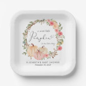 ピンクカボチャフローラ赤ちゃんシャワー ペーパープレート (正面)