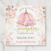 ピンクカボチャフローラ金ゴールドグリッターガール1st誕生日 フェイバータグ (正面)