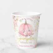 ピンクカボチャフローラ金ゴールドグリッターガール1st誕生日 紙コップ (正面)