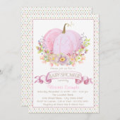 ピンクカボチャベビーシャワー招待状 招待状 (正面/裏面)