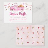 ピンクカボチャートラック赤ちゃんシャワーおむつラッフル エンクロージャーカード (正面/裏面)