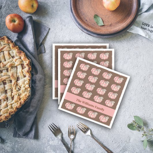 ピンクカボチャ収穫感謝祭 スタンダードカクテルナプキン