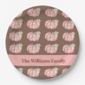 ピンクカボチャ収穫感謝祭 ペーパープレート (正面)