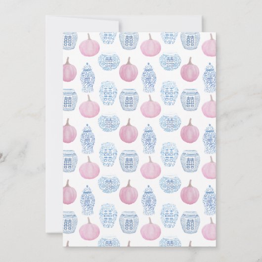 ピンクカボチャ名門私立校風のン小さな女の子ベビーシャワー 招待状 (裏面)