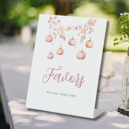 ピンクカボチャ女の子の秋の赤ちゃんシャワーのお願い 台座サイン