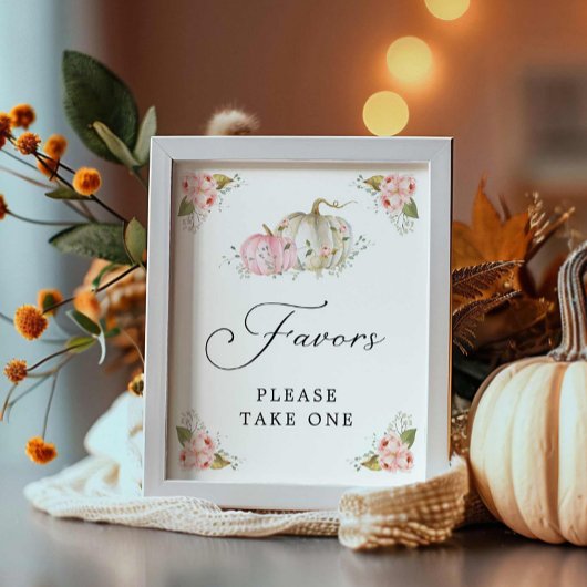 ピンクカボチャ女の子の赤ちゃんシャワー好意サイン ポスター