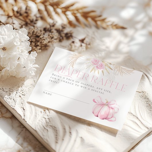 ピンクカボチャ女の子フローラバウ赤ちゃんシャワーおむつ エンクロージャーカード